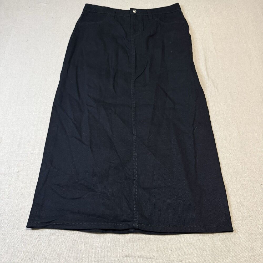 H&M Divided Skirt Womens 6 Blue Maxi Denim Back Slit 100% Cotton Cowgirl Western
